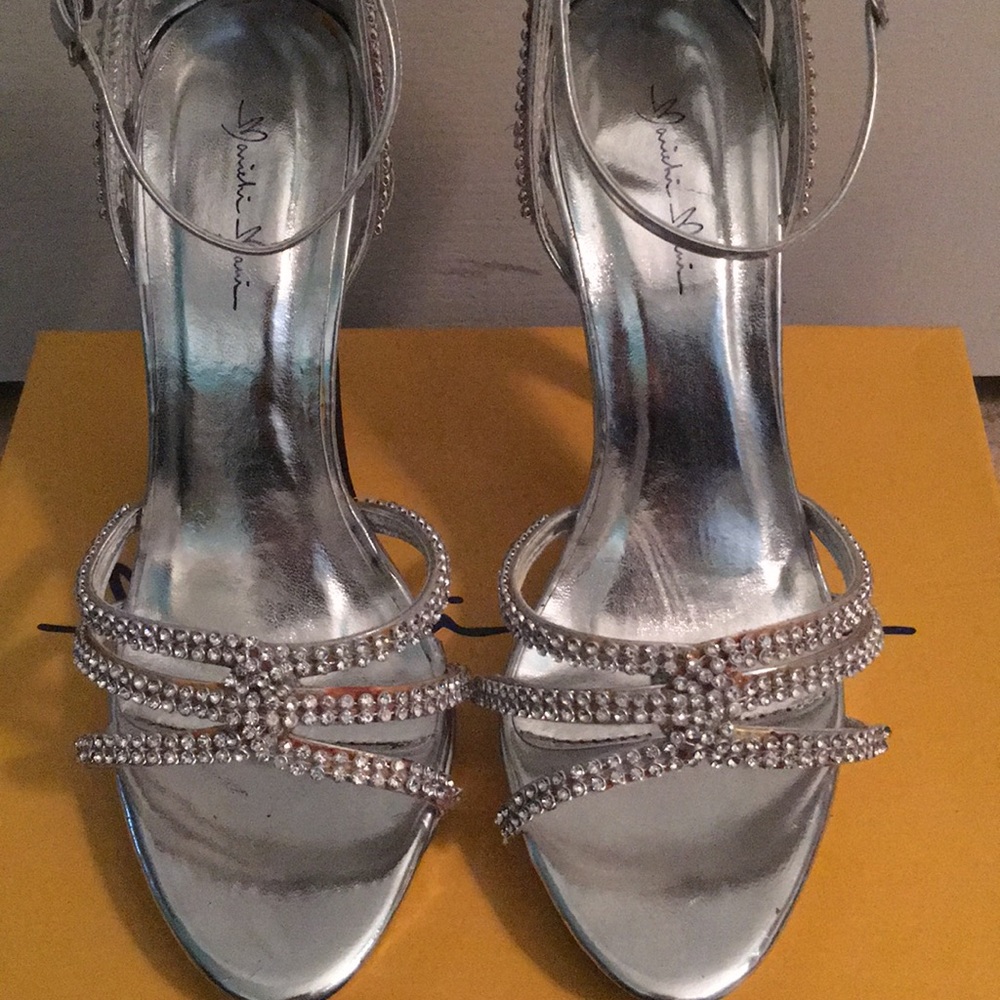 Silver High Heels with Embellishments